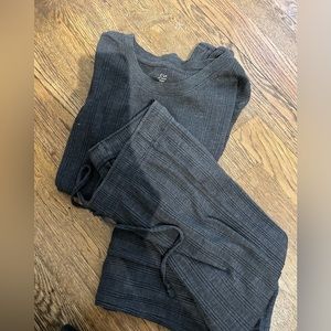 Love by Gap triblend ribbed charcoal heather balloon sleeve / joggers lounge set
